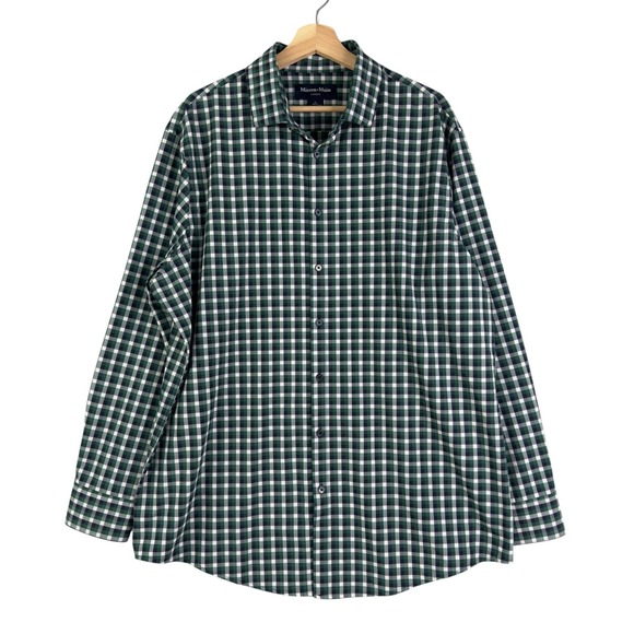 Mizzen+Main Shirt Men's XL Button Down Long Sleeve Green Plaid Check Performance - Picture 1 of 5